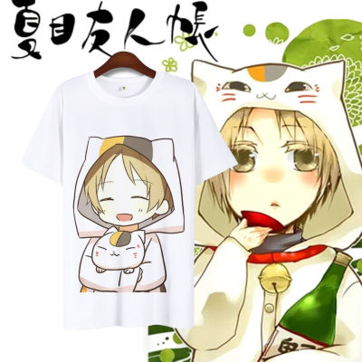 [มีสินค้า]Anime Natsume Book of Friends เสื้อยืดญี่ปุ่นน่ารักแมวครูแขนสั้นอะนิเมะเสื้อยืดผู้ชายและผู้หญิงเสื้อยืด