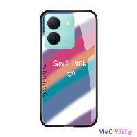 Volans สำหรับ Vivo Y36 Y36 5G แฟชั่นสุดหรูลายรอยยิ้มสีรุ้งเปลือกนุ่มเคสโทรศัพท์กระจกเทมเปอร์เรียบเคสกันกระแทก