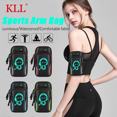 ┋☍ Universal 6.8 Waterproof Sport Armband Bag Luminous Running outdoor Jogging Gym Arm Band Mobile Phone Bag Case Cover Holder