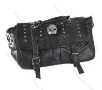 THINKTHENDO Popular Fashion Womens Personalise Punk Rivet Skull Shoulder Bag Handbag Black