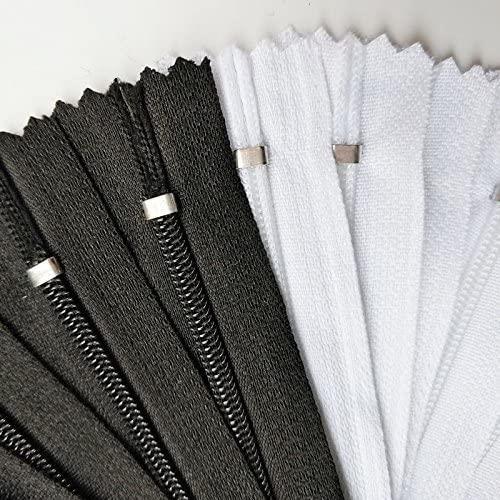 10-pcs-15-60cm-6-24-inch-quality-black-white-mixed-length-diy-accessories-nylon-coil-zippers-tailor-garment-sewing-handcraft