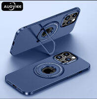 AUOVIEE เคสโทรศัพท์ขาตั้งวงเล็บที่มองไม่เห็นโลหะสำหรับ iPhone 15 14 Pro Max Plus ฝาปิดด้านหลังแบบแม่เหล็ก Magsafe หรูหราสำหรับ IPhone13 ProMax Coque