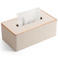 【CW】 Home Decrotive Kitchen Paper Storage Tissue Box Cover PU Leather Golden Edge Napkin Holder Large Tissue Case Car Towel Boxes