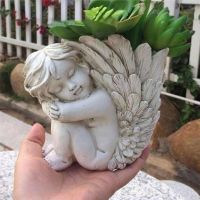 Flowerpot Decor Multi-use Stylish Resin Angel Shape Decorative Planter Pot Decoration Excellent Workmanship Durable Flower Vase