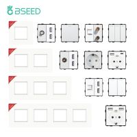 BSEED Wall Light Switch Plastic Panel Parts White USB CAT5 Internet TV ST Function With Wall Socket EU Standard DIY Combination