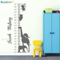 №∈◊ Ruler Growth Chart Children Custom name Personalized Safari Giraffe Monkey Animals Kids Bedroom Wall Decals YT4827