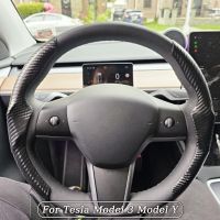 【YF】 Version Carbon Look Steering Wheel Cover for Tesla Model 3 Y S X Accessories 2017-2022 2023