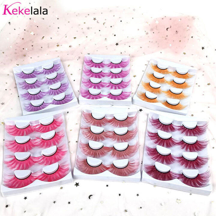 kekelala-4คู่ล็อตขนตาปลอมสียาวพิเศษ-faux-mink-rainbow-lashes-dramatic-cosplay-ฮาโลวีนรัสเซีย-cilia-จำนวนมาก