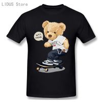 Personality Cartoon Skateboard Teddy Bear T Shirt T-Shirt Graphics Tshirt S Tee Top