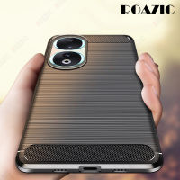 ROAZIC เคสโทรศัพท์เพื่อเป็นเกียรติแก่Honor 90 5G กรัมบางเฉียบ [คาร์บอนไฟเบอร์กันรอยนิ้วมือ] ชุดป้องกันแบบนิ่มฝาหลังป้องกันการกระแทก