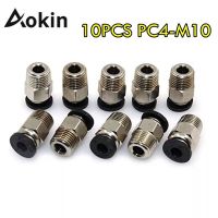 [hot] Aokin 10pcs PC4-M10 Male Straight Pneumatic PTFE Tube Push Fitting for E3D-V6 Extruder Printer