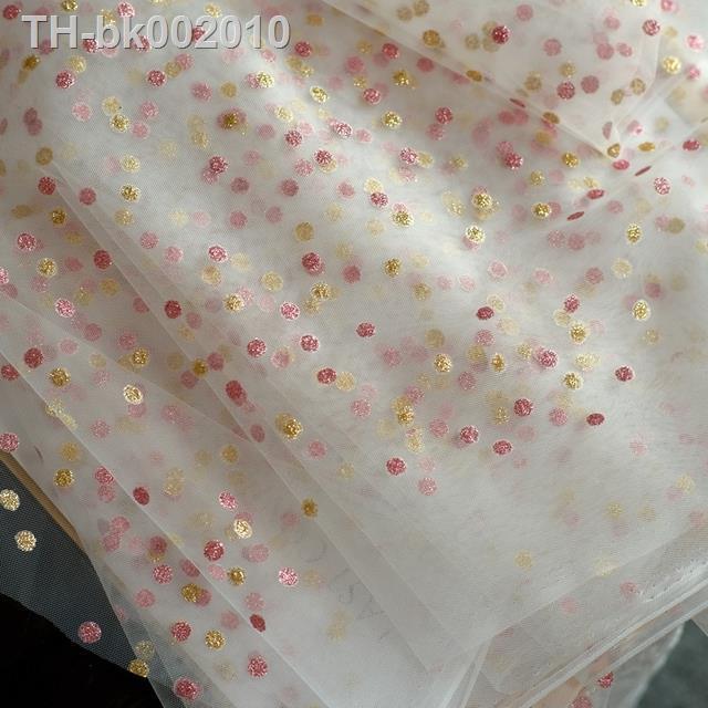 gold-bronzed-dots-points-soft-mesh-lace-fabric-for-girls-tulle-dress-wedding-christmas-sewing-decorative-glitter-mesh-fabric