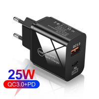 [KOLT Digital] 25W PD QC3.0ชาร์จเร็วที่ชาร์จโทรศัพท์มือถือสำหรับ IPhone Samsung Huawei พอร์ตคู่ PD USB C อะแดปเตอร์จ่ายไฟพลังงานอย่างรวดเร็ว