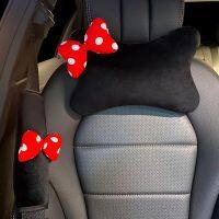 Cute Cartoon Car Pillow Red Dot Bow Universal Auto Seat Headrest Neck Waist Support Seatbelt Cover Car Accessories for Women