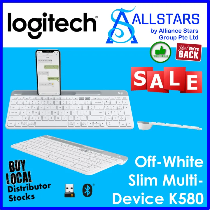 (ALLSTARS : We are Back PROMO) Logitech K580 Slim Multi-Device Wireless Keyboard (Off-White: 920-009211 / Graphite: 920-009210) (Warranty 1year with BanLeong)