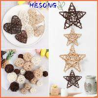 HESONG 10PCS ของขวัญ พวงหรีด DIY อุปกรณ์เสริม จี้แขวน ของตกแต่งบ้าน ลูกบอลหวายหัวใจดาว เครื่องประดับต้นคริสต์มาส ไม้กาแฟสีขาว