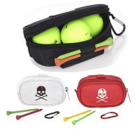 Mini Golf Ball Bag with 2 Tees Holder Storage Pouch Portable Skull Golf Handbag Clutch Bag Zipper Carabiner Waist Pack Supplies