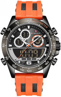 NAVIFORCE Mens Analog Digital Sport Watches Waterproof Multifunction Chronograph Silicone Strap Watch Orange