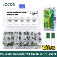 150Pcs Polyester Film Capacitor Assortment Kit 15Values 1nF-220nF Metalized Mylar Polyester Film Capacitors Set 100V