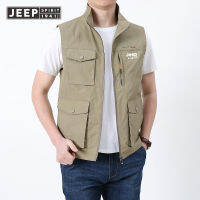 เสื้อกั๊กการพักผ่อนกลางแจ้ง JEEP SPIRIT สำหรับชายหนุ่มฤดูใบไม้ผลิและฤดูใบไม้ร่วงเสื้อกั๊กอเนกประสงค์สำหรับทหารยุโรปอเมริกาแบบญี่ปุ่นและเกาหลีชุดทำงาน