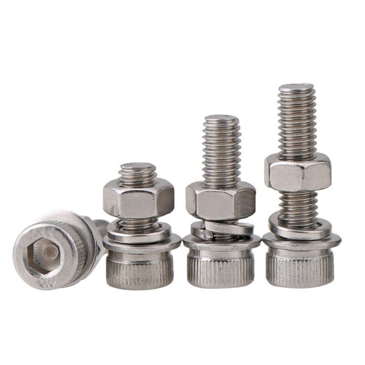 10-30sets-m3-m4-m5-stainless-steel-hexagon-hex-socket-cap-head-screw-with-nuts-flat-washer-spring-gasket-assemble-set-bolt-nails-screws-fasteners