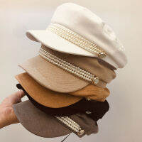 01908-xu19 pearl Chain beautiful lady octagonal hat women leisure visors cap wholesale