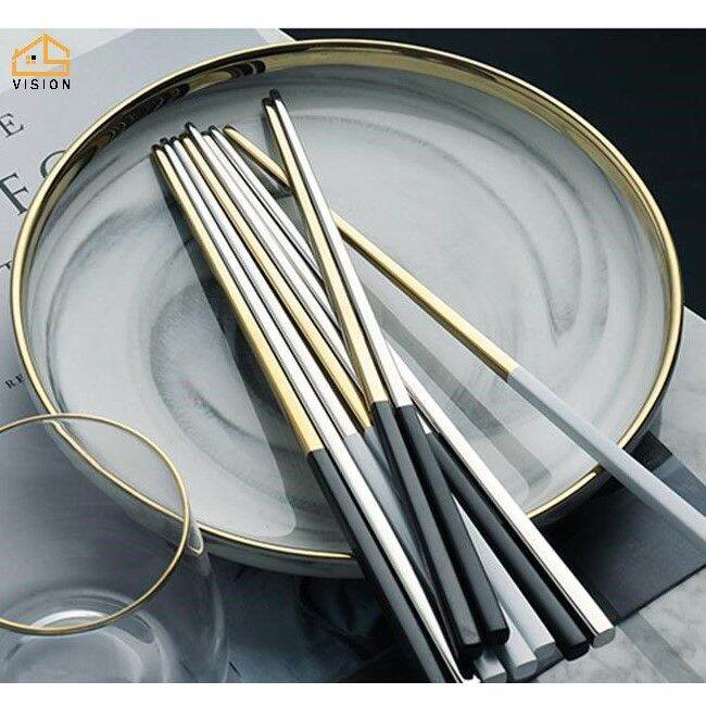 304 Stainless Steel Chopsticks NonSlip Reusable Sushi Sticks