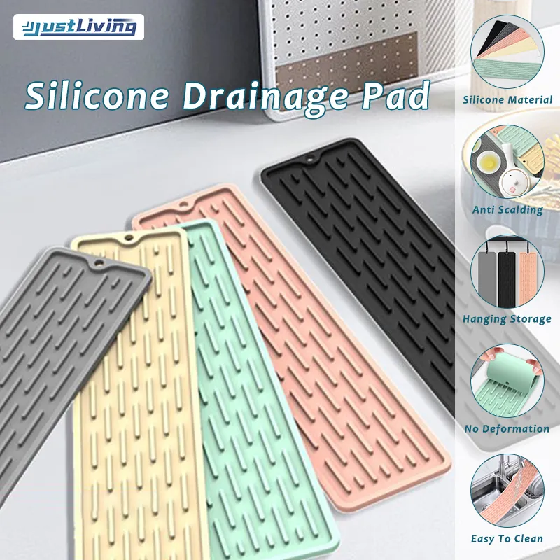 1pc Cream-colored Silicone Sink Drain Mat, Multi-functional Sink