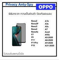 ฟิล์มกระจก Privacy กันมอง For OPPO A7 A1k A3s A5s Ace2 A92s A31-2020 A5-2020 A8-2020 A9-2020 Reno2 Reno2F Reno3 Reno4 Reno4z F7 F9 F11 F11Pro F15 Privacy Anty-Spy Temperedglass