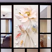 Flower No Glue Privacy Window Film Vinyl Static Cling Frosted Stained Glass Decorative Window Sticker Window Film 04 Window Sticker and Films