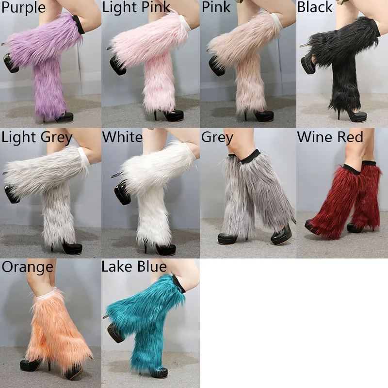 Black Rave Fluffies, Furry Leg Warmers, Fuzzy Boot Covers, Faux