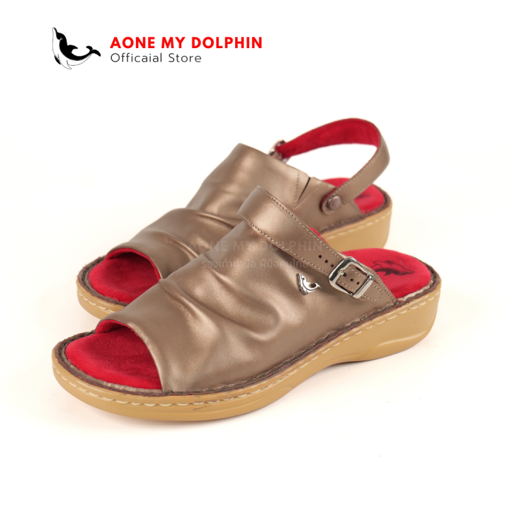 aone-my-dolphin-ลิขสิทธิ์แท้-wd74-รองเท้าหนังแท้-รองเท้าเพื่อสุขภาพ-รองเท้าส้นแบนแบบรัดส้น-พื้นนุ่มพิเศษ-ใส่สบายเท้า