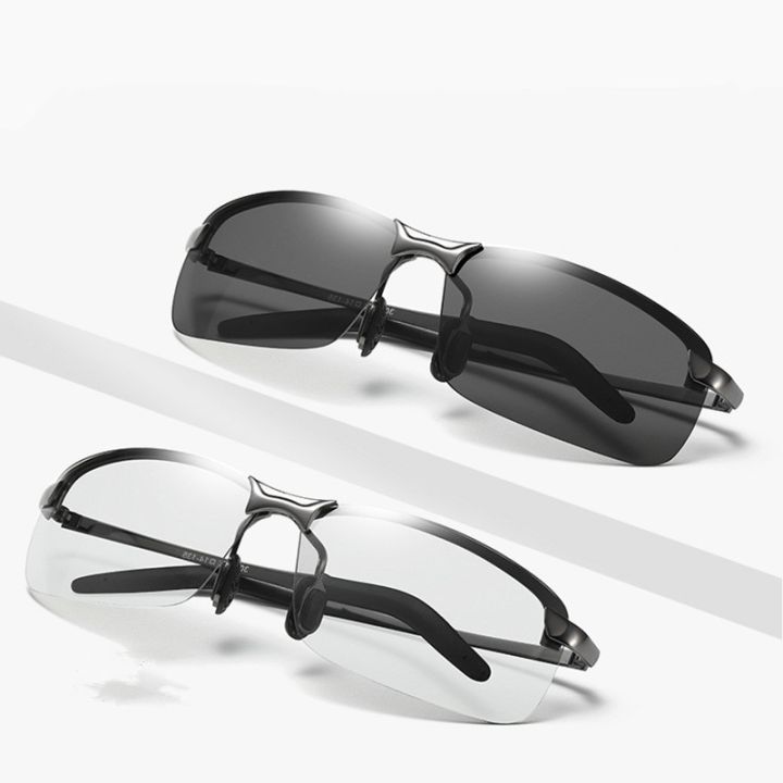 แว่นตากันแดดแบบโฟโต้โครมิกสำหรับผู้ชาย-แว่นปรับตามแสงได้แว่นสำหรับขับรถแว่นกันแดดมีสีเปลี่ยนภาพกลางคืนใช้เป็นวันสำหรับผู้ชาย