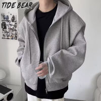 TIDE BEAR เสื้อฮู้ดผู้ชาย เสื้อกันหนาว ฮู้ดเสื้อกันหนาวมีซิปสำหรับผู้ชาย,เสื้อแจ็คเก็ตบุไหล่เกรดสูงแจ็คเก็ตทรงหลวมสไตล์ฮาราจูกุ