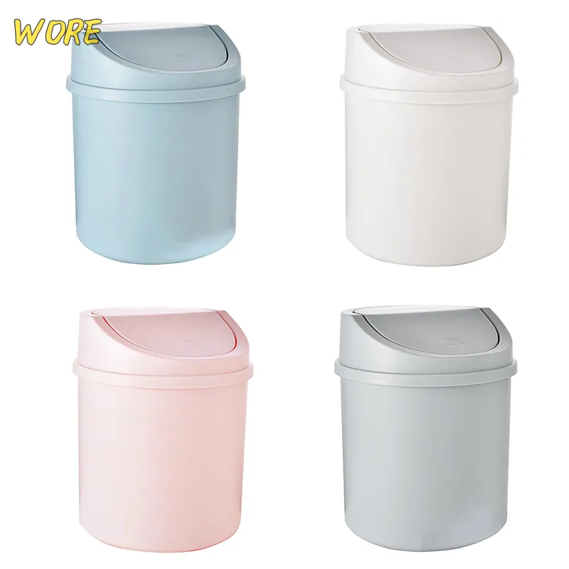 💖【Lowest price】WORE Mini Desktop Bin Small Trash Can Tube with Cover  Bedroom Trash Can Garbage Can Clean Workspace Storage Box Home Desk Dustbin