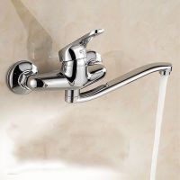 Kitchen Rotatable Spout Single Handle Sink Basin Faucet Adjustable Wall-Mounted Tap Hot Cold Water Faucet Bathroom Accessory Plumbing Valves