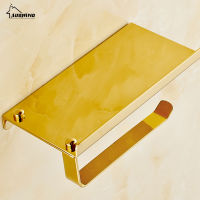 Gold Toilet Paper Holder Stainless Steel Resistant Tissue Paper Rack With Phone Holder Polish finis bathroom accessories set