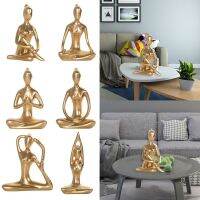 Bookshelf Decor Nordic Living Room Decor Resin Abstract Statue Yoga Girl Golden Figure Ornaments Humanoid