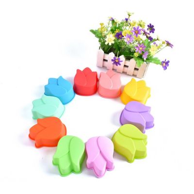 GL-แม่พิมพ์ ซิลิโคน ลายดอกทิวลิป สำหรับทำ ขนม เทียน วุ้น (คละสี) tulips silicone mold