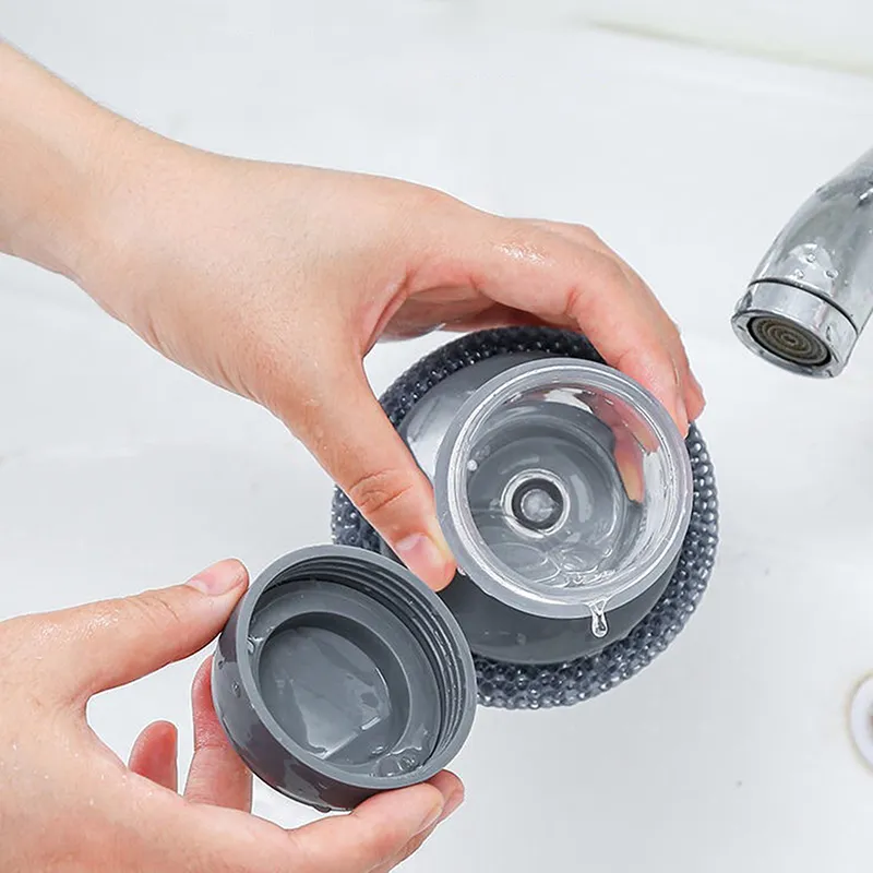 Dish Scrub Brush with Soap Dispenser Holder Dishwashing Removable