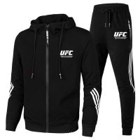 ใหม่ UFC ชุดเสื้อแจ็กเก็ต ผ้าฝ้าย ลายทาง และกางเกง สําหรับตั้งแคมป์ เดินป่า ตกปลา