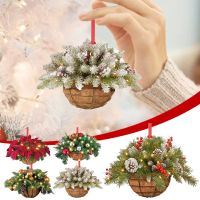 2024 Flower Basket Creative Pendant Home Christmas Tree Ornament Wooden Hanging Pendant 8cm Christmas Decorations for Home Christmas Ornaments