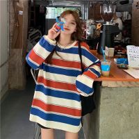 Special Offers New Autumn Casual Loose Striped Long Sleeve T-Shirt Thin Clothes For Women Free Shipping