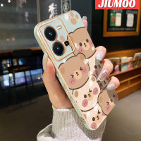 เคส JIUMOO สำหรับ VIVO Y35 Y22 Y52s Y22s Y31S Y54S IQOO U3 U3X เคสการ์ตูนหมีน่ารักใบหน้าเคสมือถือดีไซน์ใหม่ชุบบางกรอบกล้องฝาปิดเลนส์เต็มปกป้องเคสนิ่มกันกระแทก