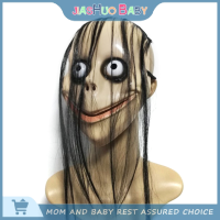 JiaShuo Baby Toy New Halloween Horror with Long hair Mo Mask หน้ากากตลก V-shaped Mouth Mask with hair หญิงหน้ากากผี roleplay หน้ากาก Mo หน้ากากหน้ากาก