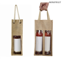 ?[ low price sale ] Jute Red Wine COVER Reinforced Handle Wine bottle POUCH ขวดไวน์แดง Tote Bag