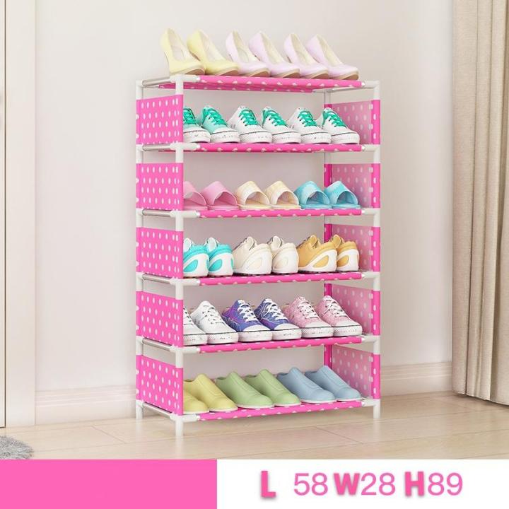 Stackable 6-Layer Shoe Rack (Pink Dot) | Lazada PH