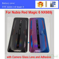 100% Original ฝาหลังประตูสำหรับ ZTE Nubia Red Magic 6 NX669j ด้านหลังพร้อมเลนส์กล้องโทรศัพท์ Shell