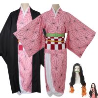 Anime Cosplay Demon Slayers Kimetsu No Yaiba Kamado Nezuko Kimono Costume Women Adult Kids Clothes