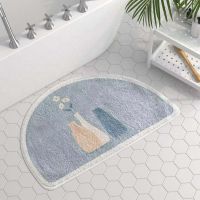 Morandi Shower Mat Microfiber Bath Mat Floor Semicircle Entrance Mats Toilet Doormat for Shower Room Bathroom Mat